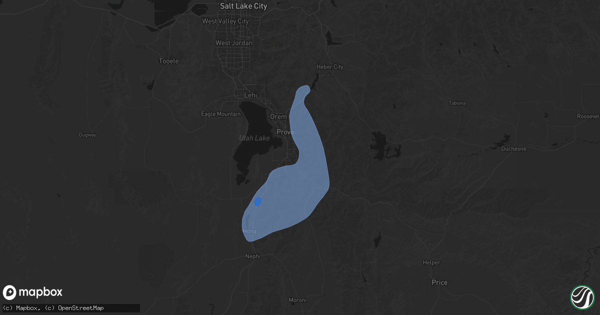 Hail map in Mapleton, UT on August 28, 2026
