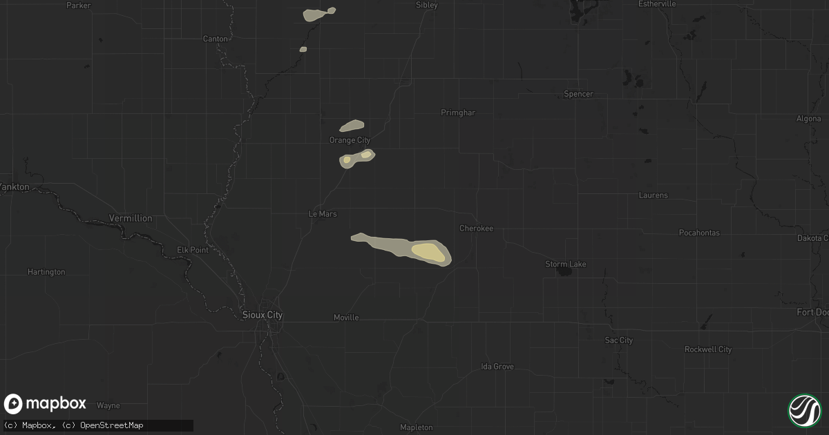 Hail map in Marcus, IA on August 28, 2026