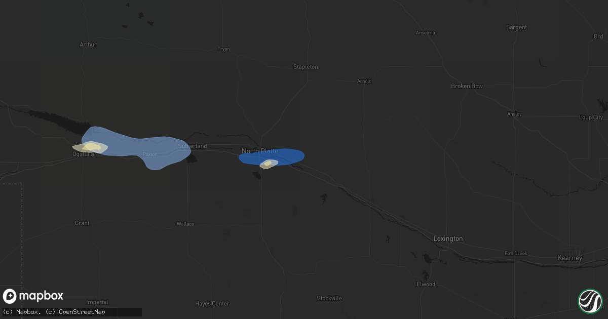 Hail map in Maxwell, NE on August 28, 2026