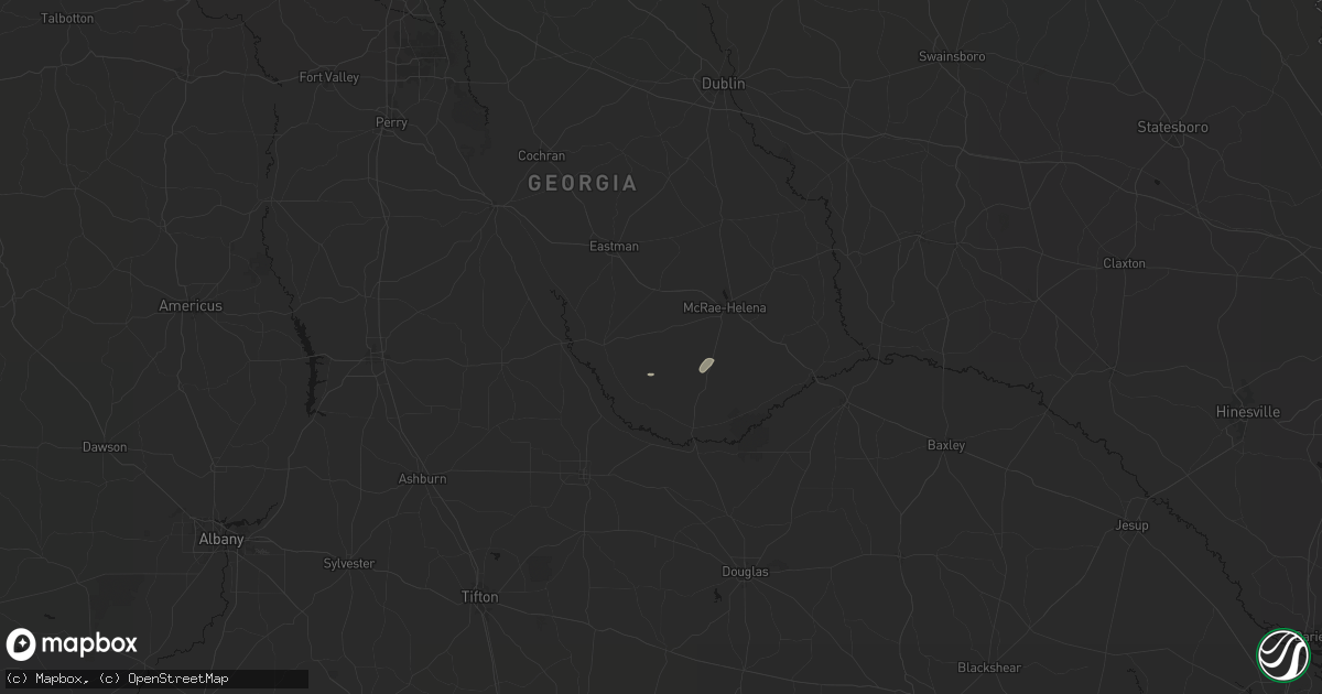 Hail map in Milan, GA on August 28, 2026