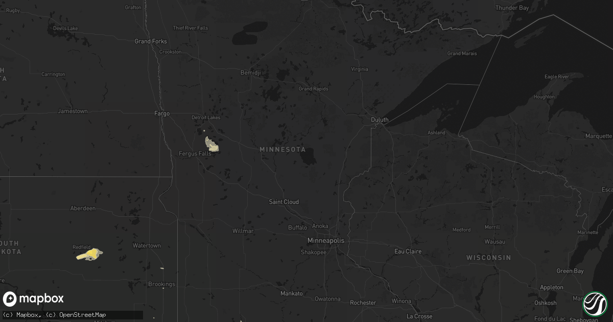 Hail map in Minnesota on August 28, 2026
