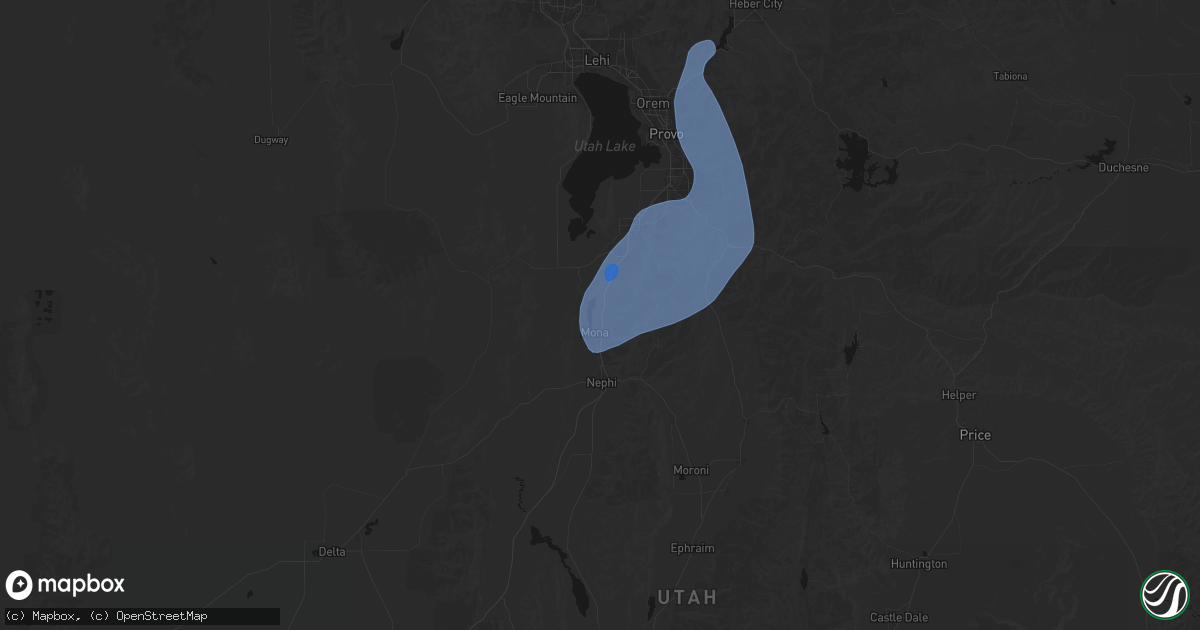 Hail map in Mona, UT on August 28, 2026