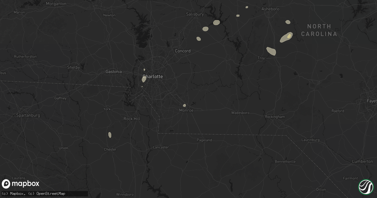 Hail map in Monroe, NC on August 28, 2026