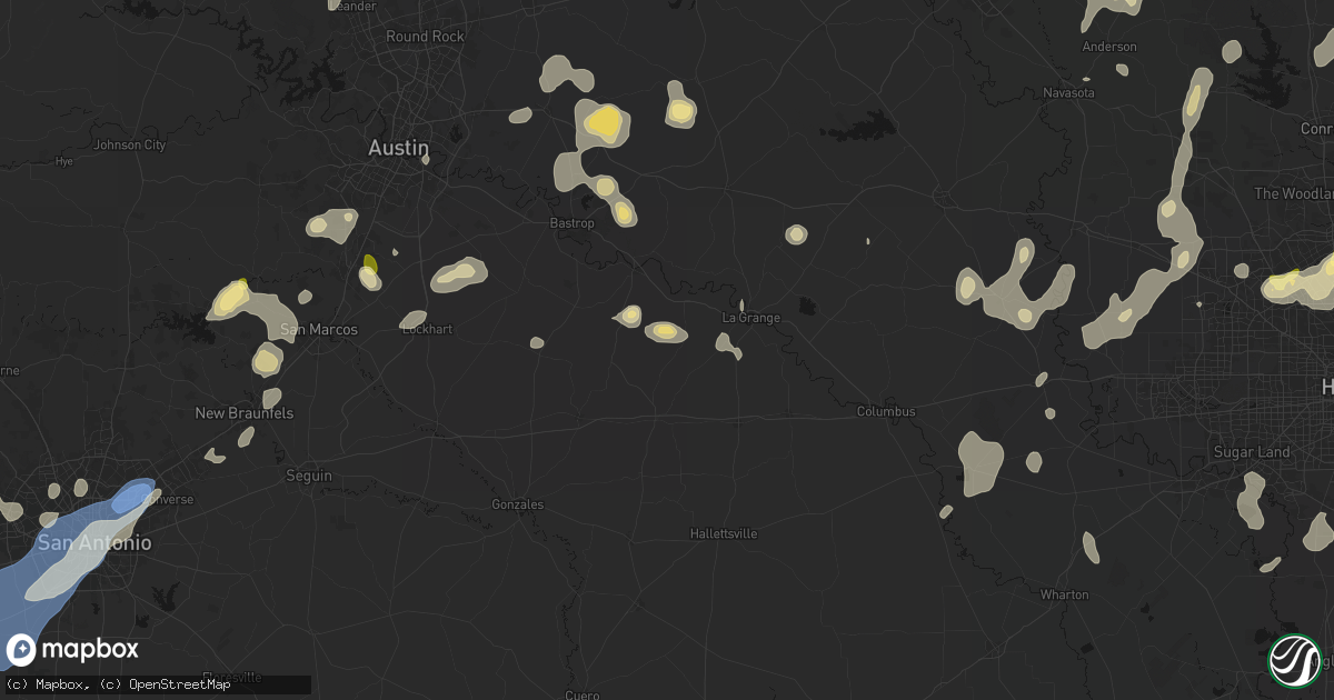 Hail map in Muldoon, TX on August 28, 2026