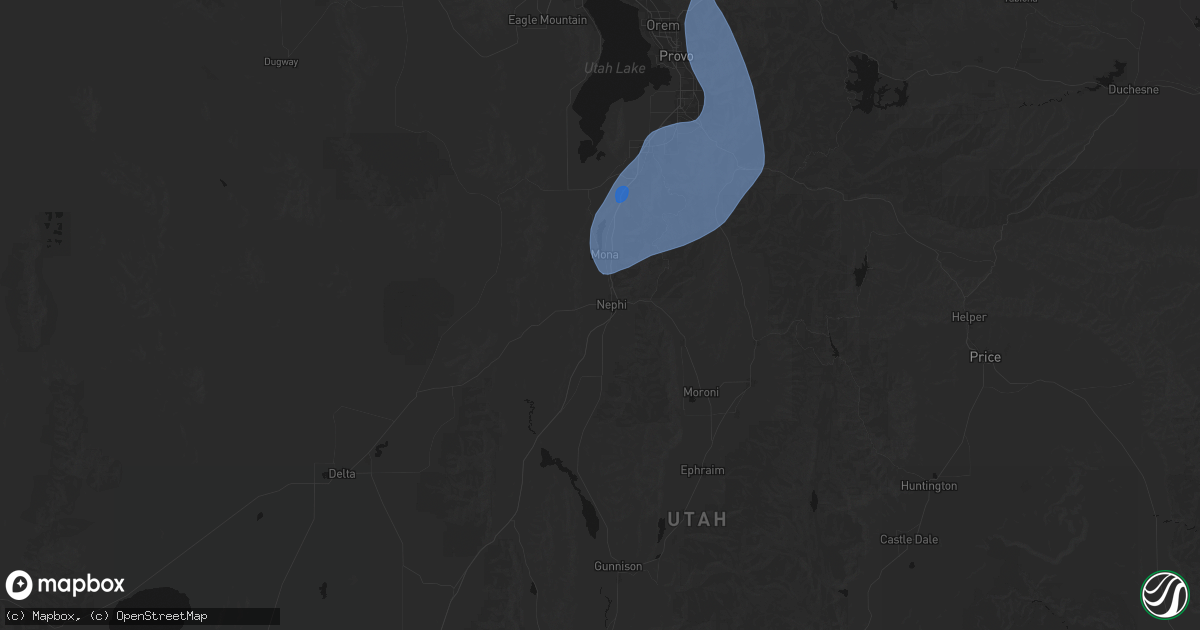 Hail map in Nephi, UT on August 28, 2026