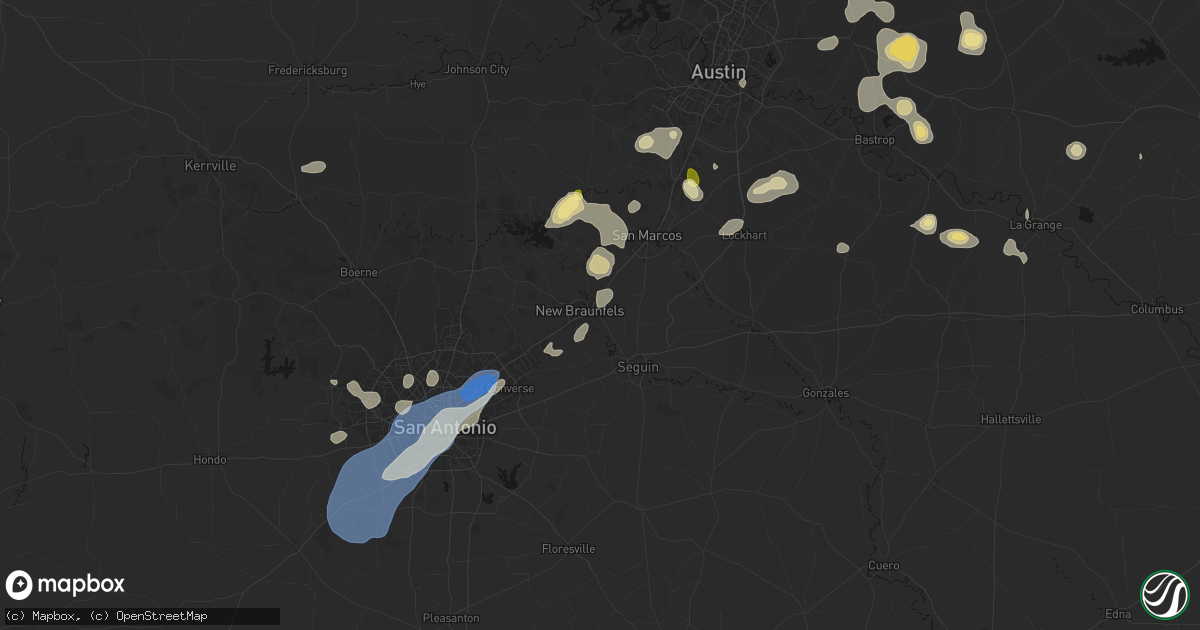 Hail map in New Braunfels, TX on August 28, 2026