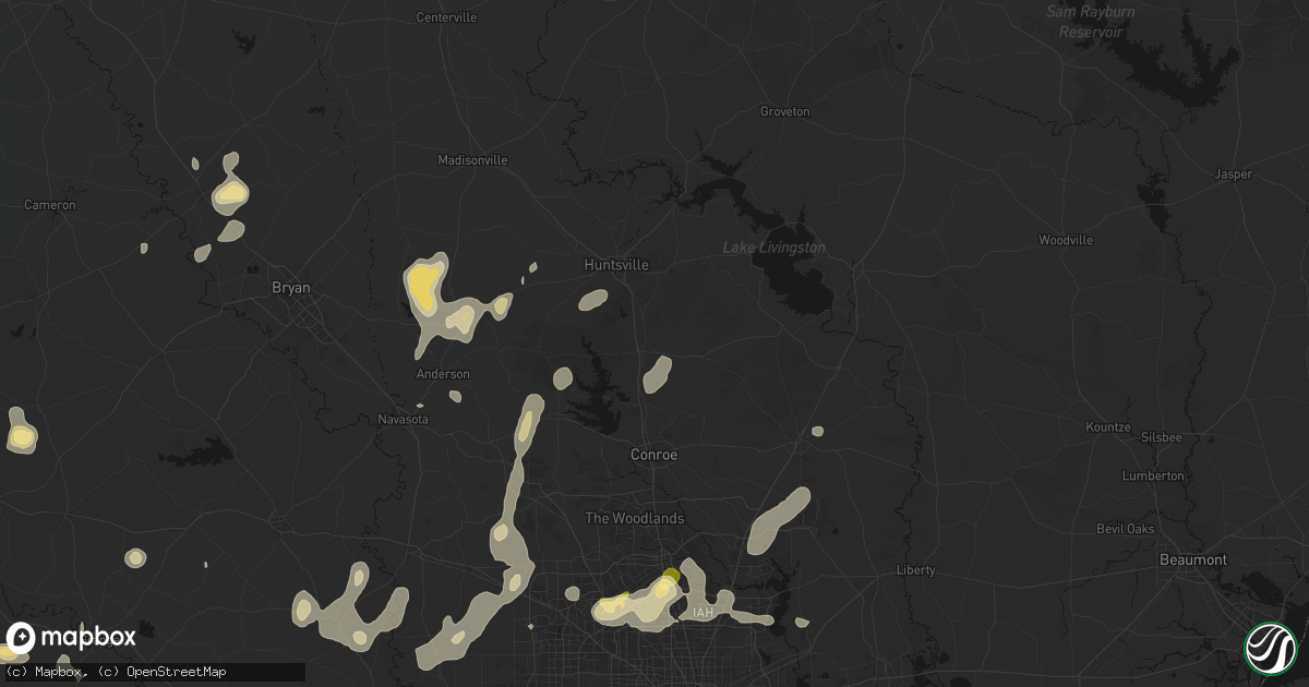 Hail map in New Waverly, TX on August 28, 2026