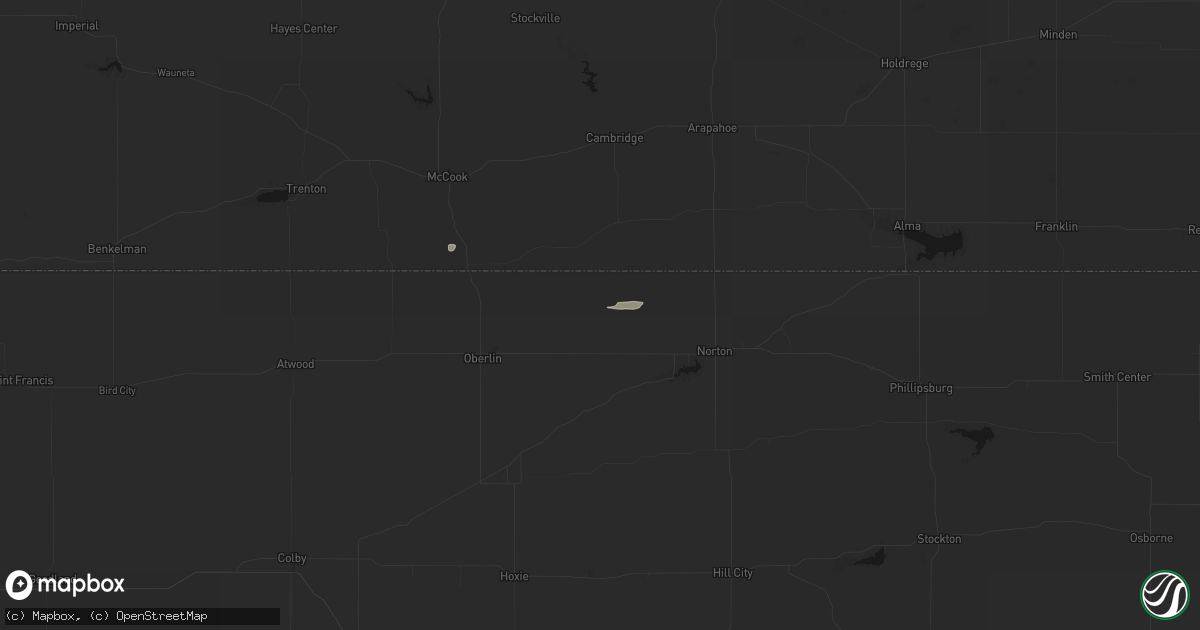 Hail map in Norcatur, KS on August 28, 2026