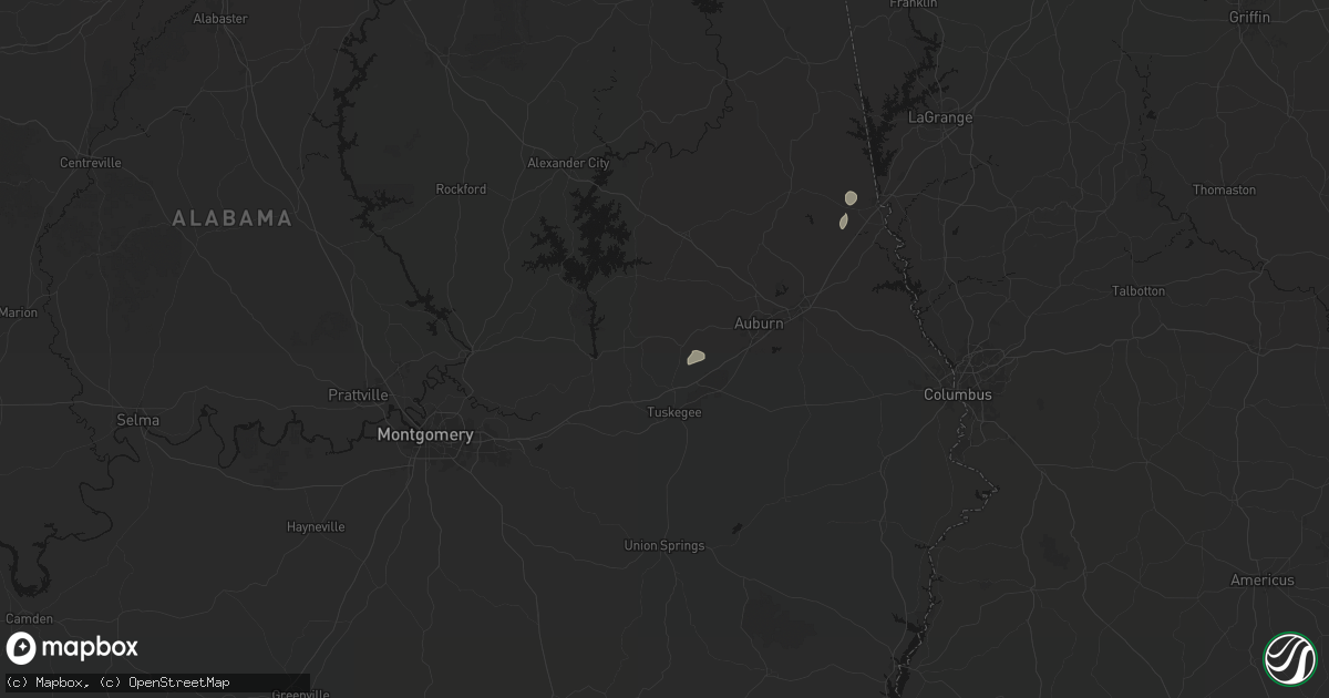 Hail map in Notasulga, AL on August 28, 2026