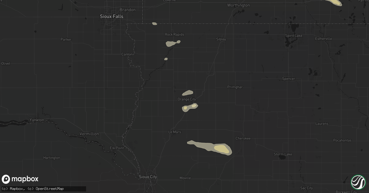Hail map in Orange City, IA on August 28, 2026