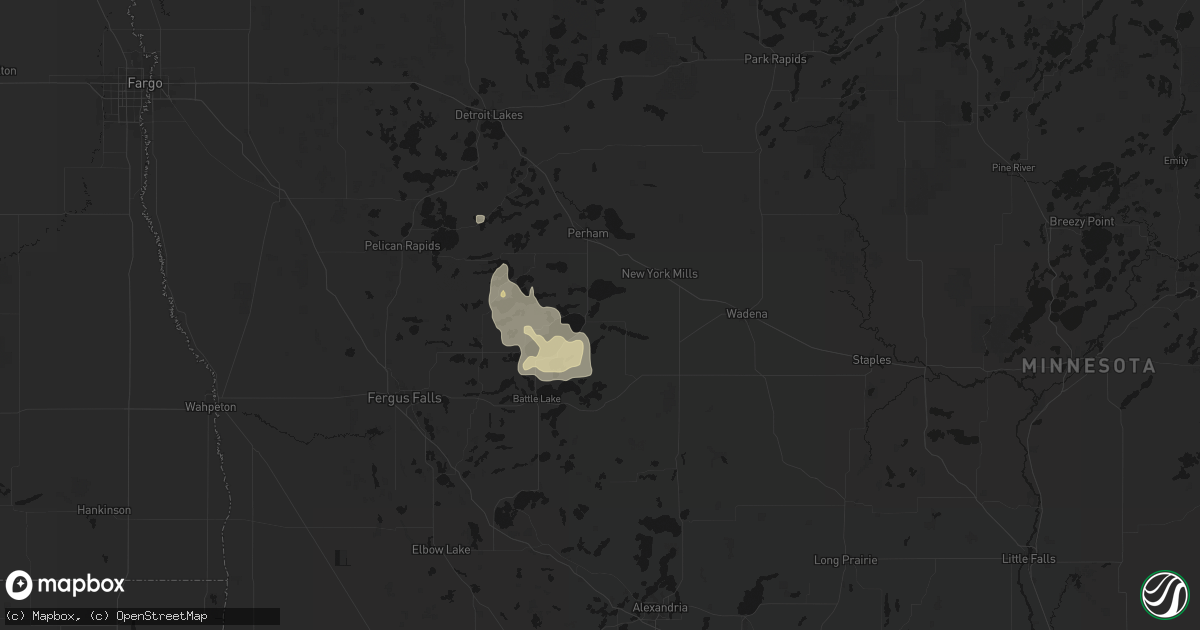 Hail map in Ottertail, MN on August 28, 2026