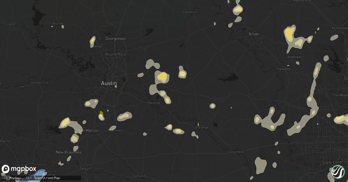 Hail map in Paige, TX on August 28, 2026