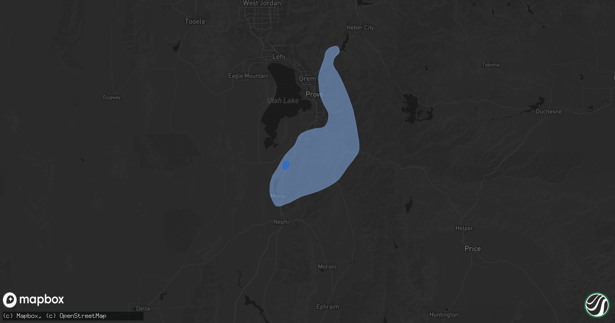 Hail map in Payson, UT on August 28, 2026