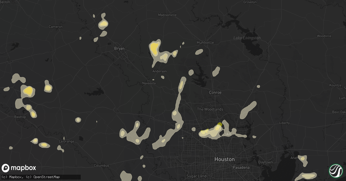 Hail map in Plantersville, TX on August 28, 2026