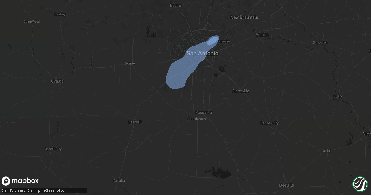 Hail map in Poteet, TX on August 28, 2026