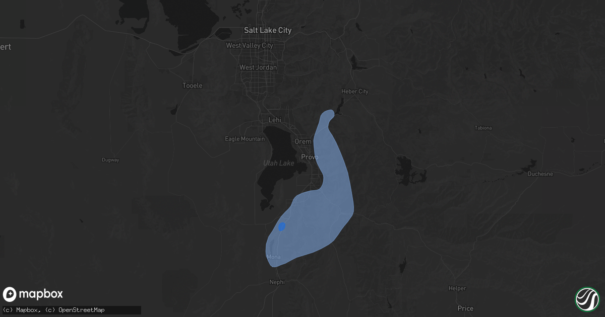 Hail map in Provo, UT on August 28, 2026