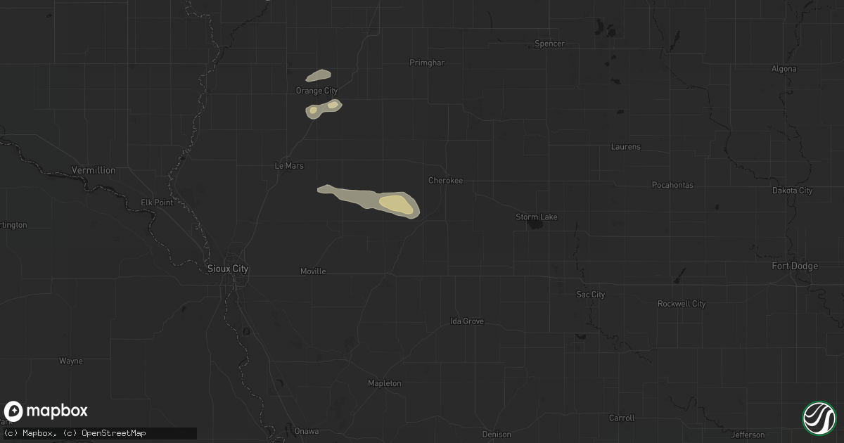 Hail map in Quimby, IA on August 28, 2026