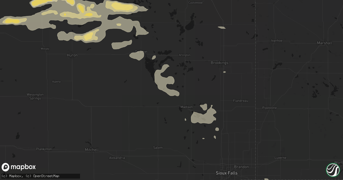 Hail map in Ramona, SD on August 28, 2026