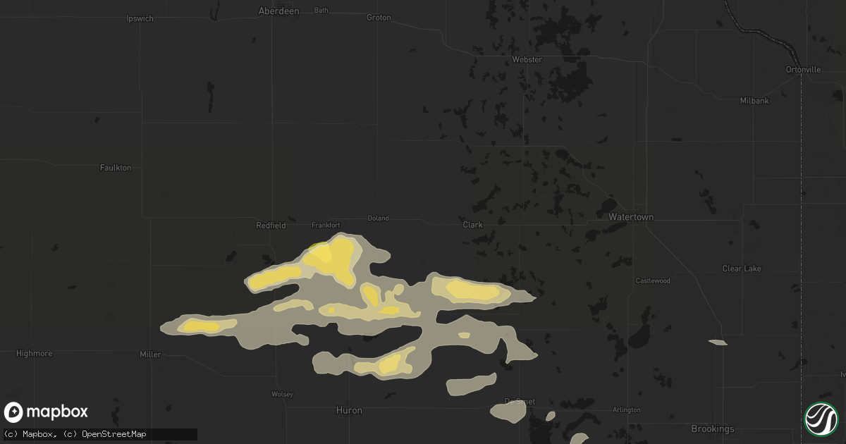 Hail map in Raymond, SD on August 28, 2026