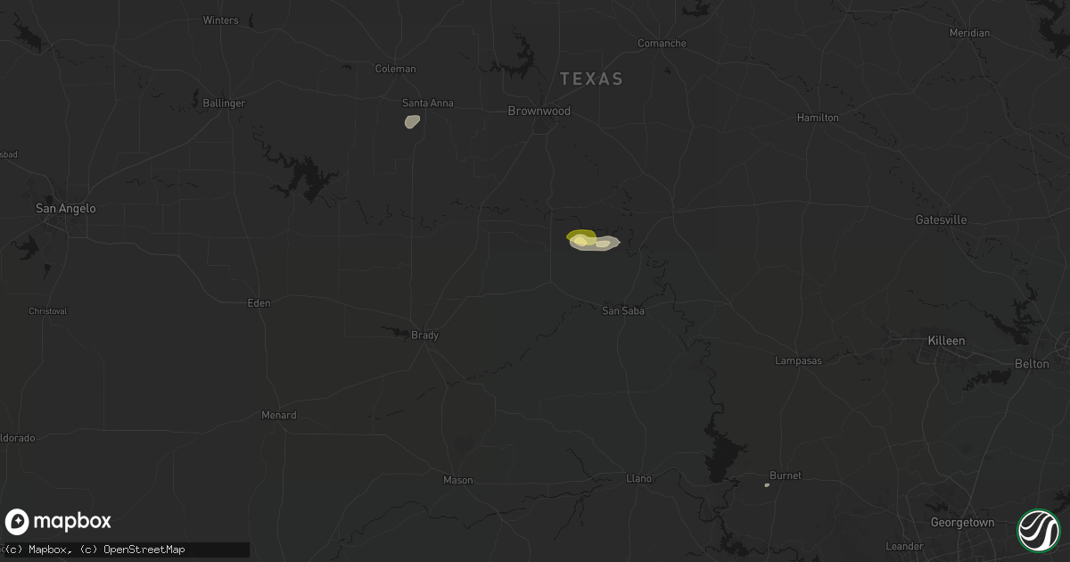 Hail map in Richland Springs, TX on August 28, 2026