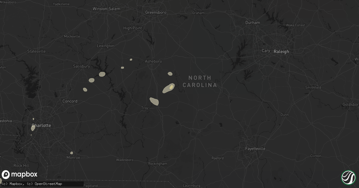 Hail map in Robbins, NC on August 28, 2026