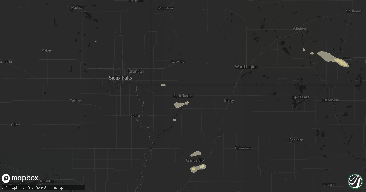 Hail map in Rock Rapids, IA on August 28, 2026