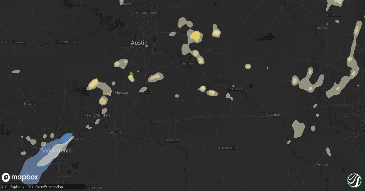 Hail map in Rosanky, TX on August 28, 2026