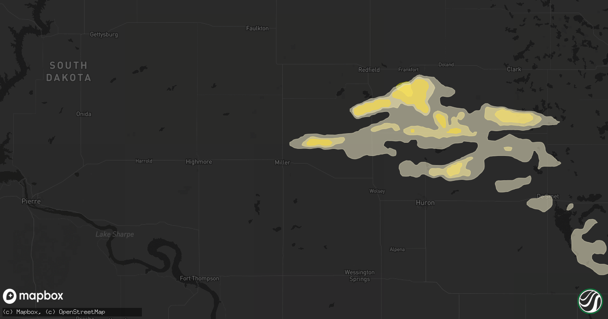 Hail map in Saint Lawrence, SD on August 28, 2026