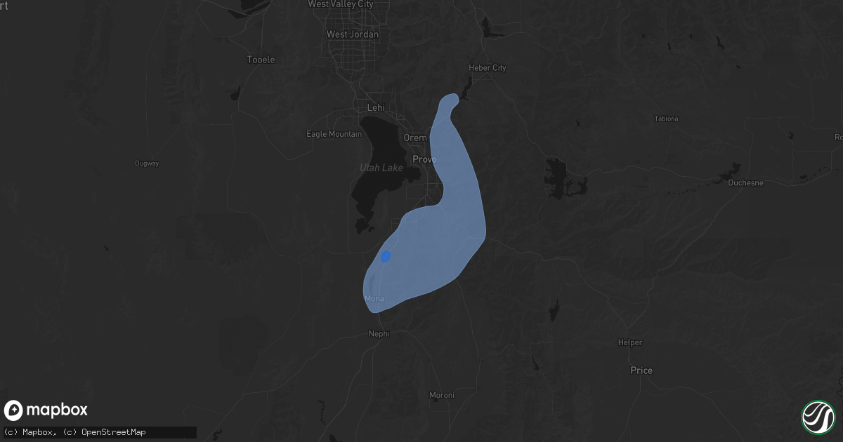Hail map in Salem, UT on August 28, 2026
