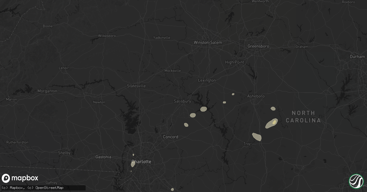 Hail map in Salisbury, NC on August 28, 2026