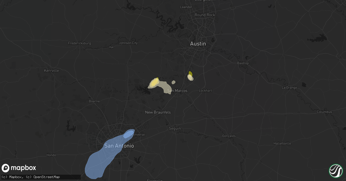 Hail map in San Marcos, TX on August 28, 2026