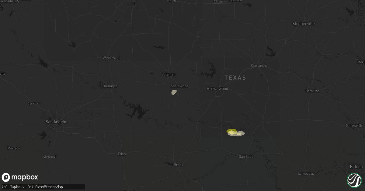 Hail map in Santa Anna, TX on August 28, 2026