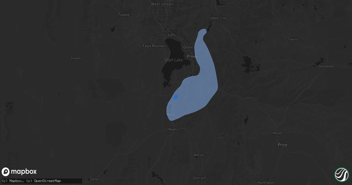 Hail map in Santaquin, UT on August 28, 2026