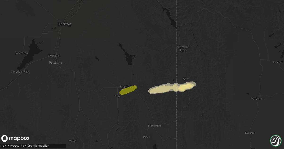 Hail map in Soda Springs, ID on August 28, 2026