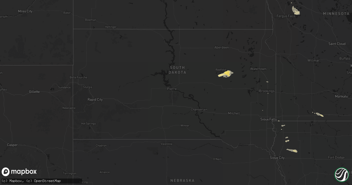 Hail map in South Dakota on August 28, 2026