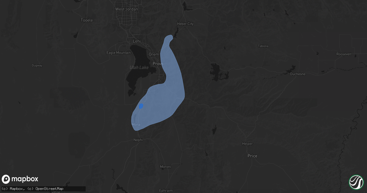 Hail map in Spanish Fork, UT on August 28, 2026