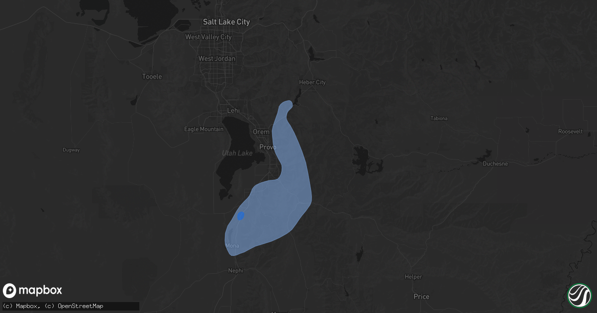 Hail map in Springville, UT on August 28, 2026