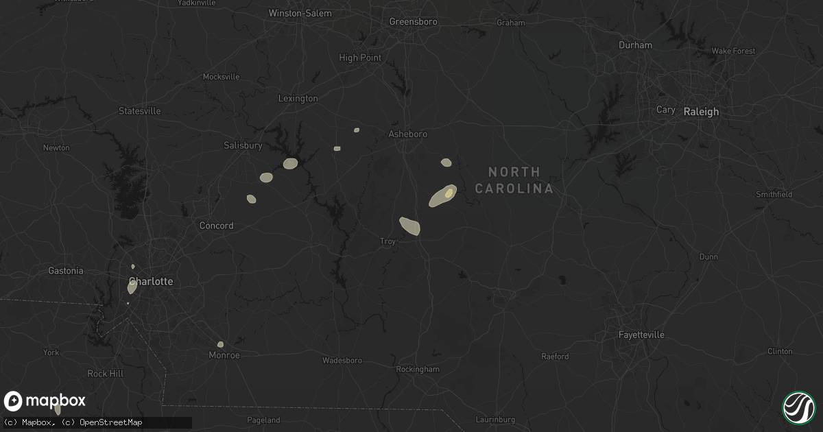 Hail map in Star, NC on August 28, 2026