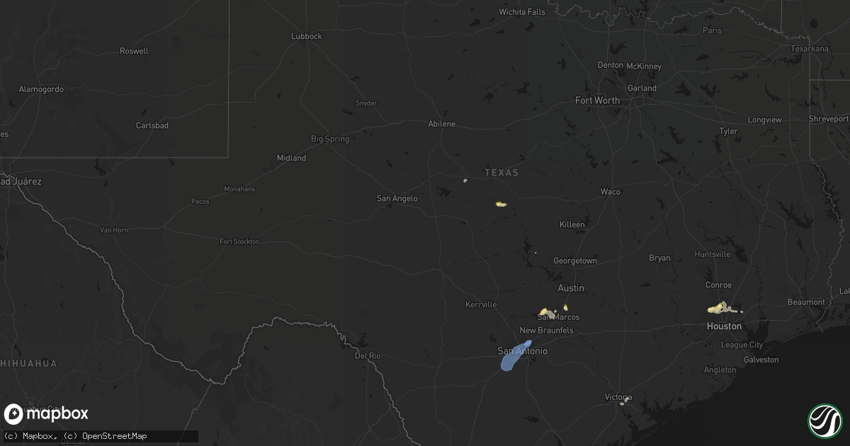 Hail map in Texas on August 28, 2026