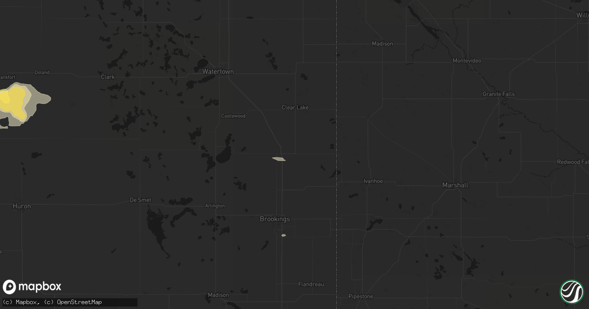 Hail map in Toronto, SD on August 28, 2026