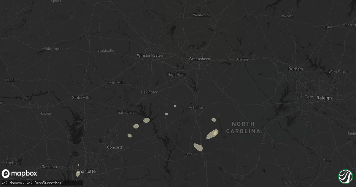 Hail map in Trinity, NC on August 28, 2026