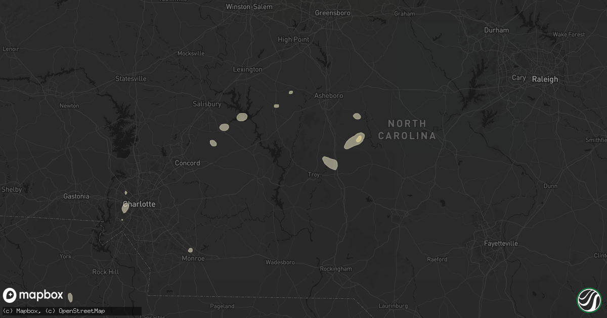 Hail map in Troy, NC on August 28, 2026