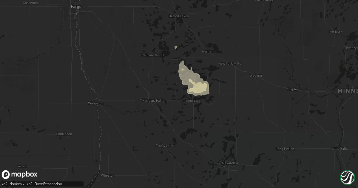Hail map in Underwood, MN on August 28, 2026