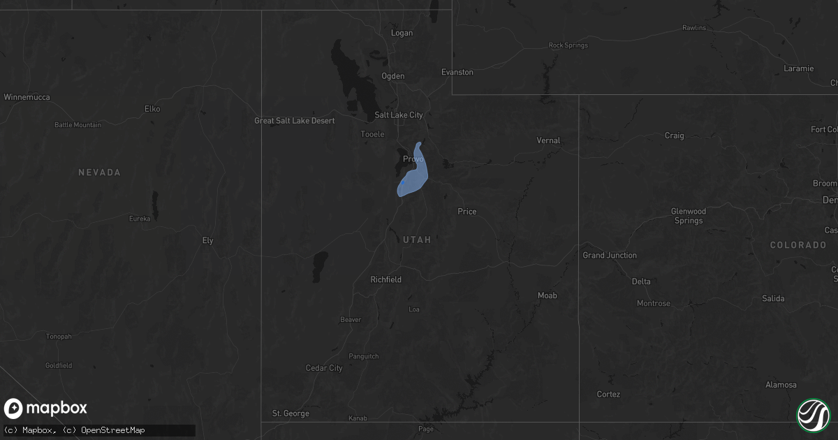 Hail map in Utah on August 28, 2026