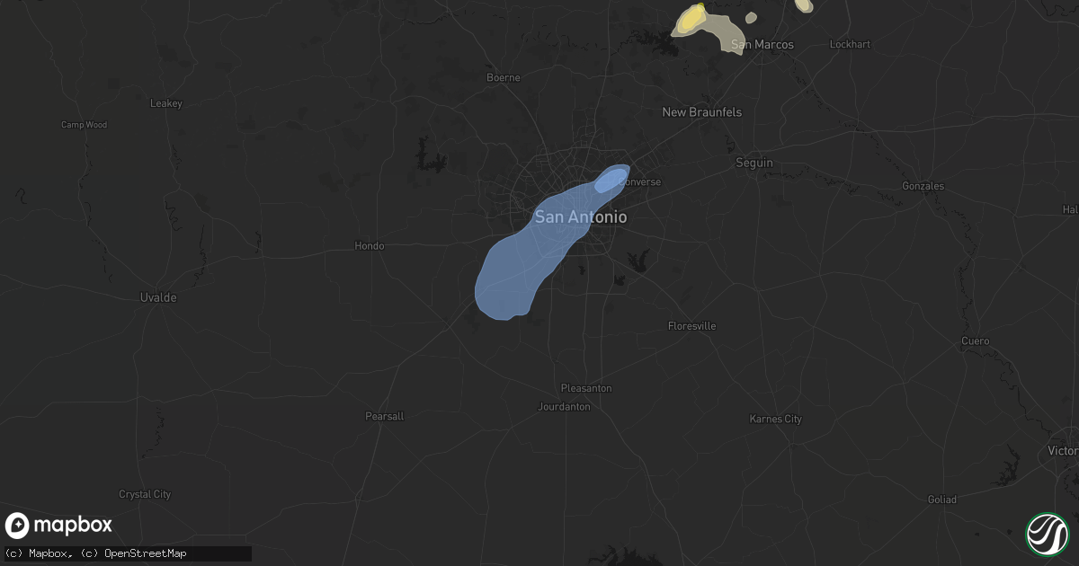 Hail map in Von Ormy, TX on August 28, 2026