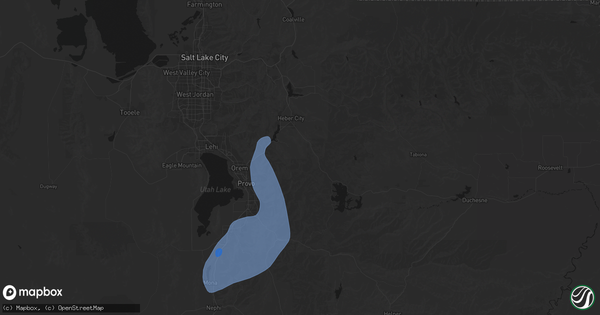 Hail map in Wallsburg, UT on August 28, 2026