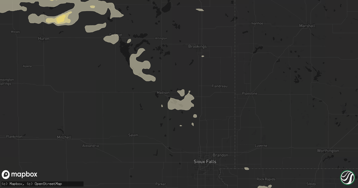 Hail map in Wentworth, SD on August 28, 2026