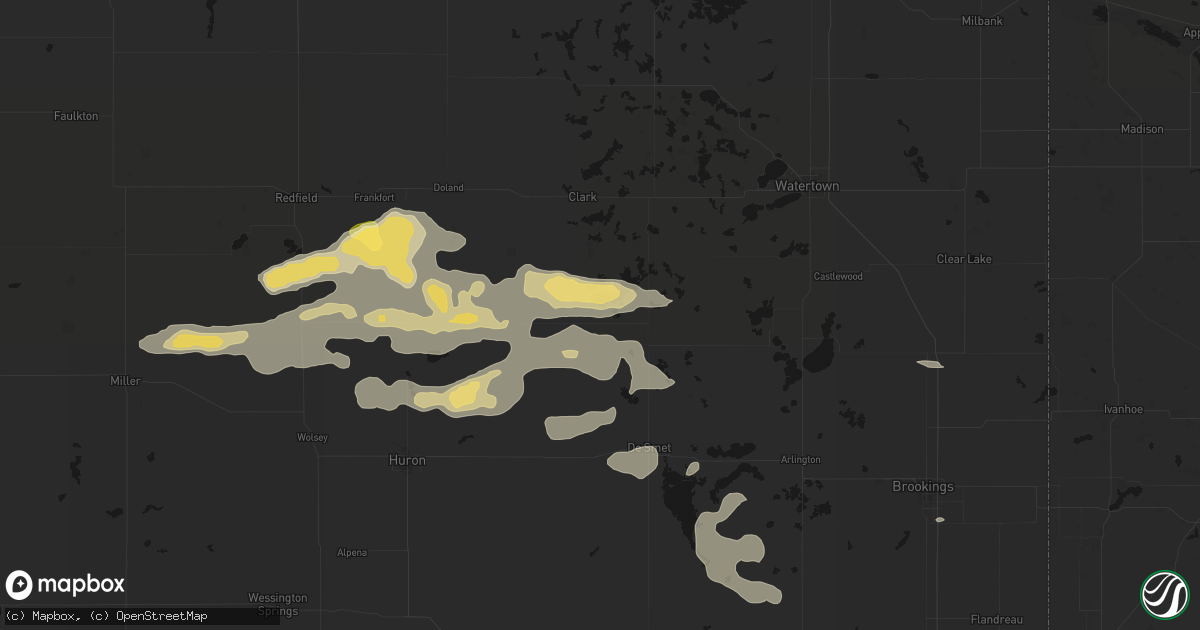Hail map in Willow Lake, SD on August 28, 2026