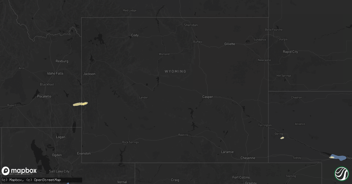Hail map in Wyoming on August 28, 2026