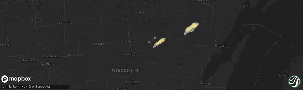 Hail map in Antigo, WI on August 29, 2014